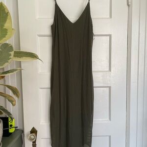 Express Green Spaghetti Strap Slip Dress Midi
